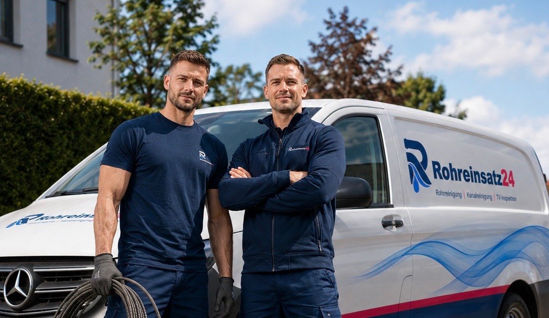 Team von Rohreinsatz24 vor dem Einsatzfahrzeug