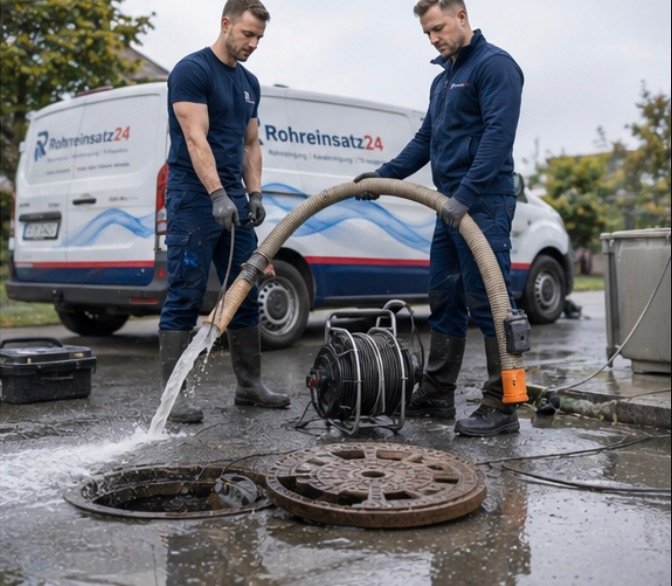 Rohreinsatz24 bei der Kanalreinigung mit Spültechnik