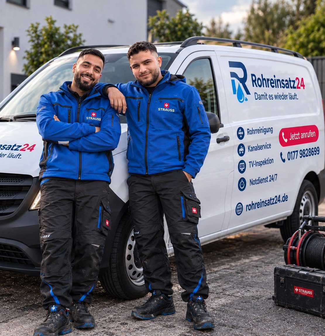 Rohreinsatz24 Team vor dem eigenen Einsatzfahrzeug